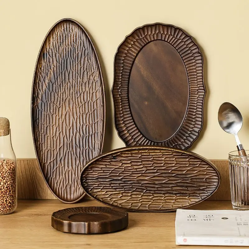 Japanese wooden oval plates, tea plates, dinner plates, solid wood fruit trays and household walnut.
Japanese wooden oval plates, tea plates, dinner plates, solid wood fruit trays and household walnut.