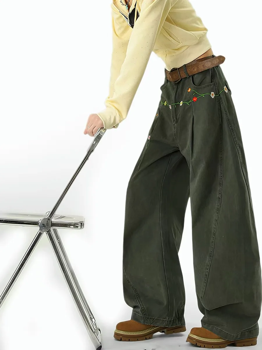 American Military Green Floral Embroidery Wide Leg Pants Women's Heavy Duty Drape Large Size Slimming Knife Casual Pants Floo...
American Military Green Floral Embroidery Wide Leg Pants Women's Heavy Duty Drape Large Size Slimming Knife Casual Pants Floo...
