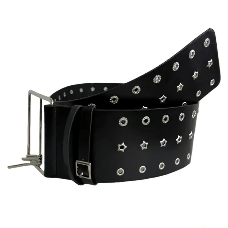 31BF Punk Wide Faux Leather Belt With Gothic Eyelet For Women Men Casual
31BF Punk Wide Faux Leather Belt With Gothic Eyelet For Women Men Casual