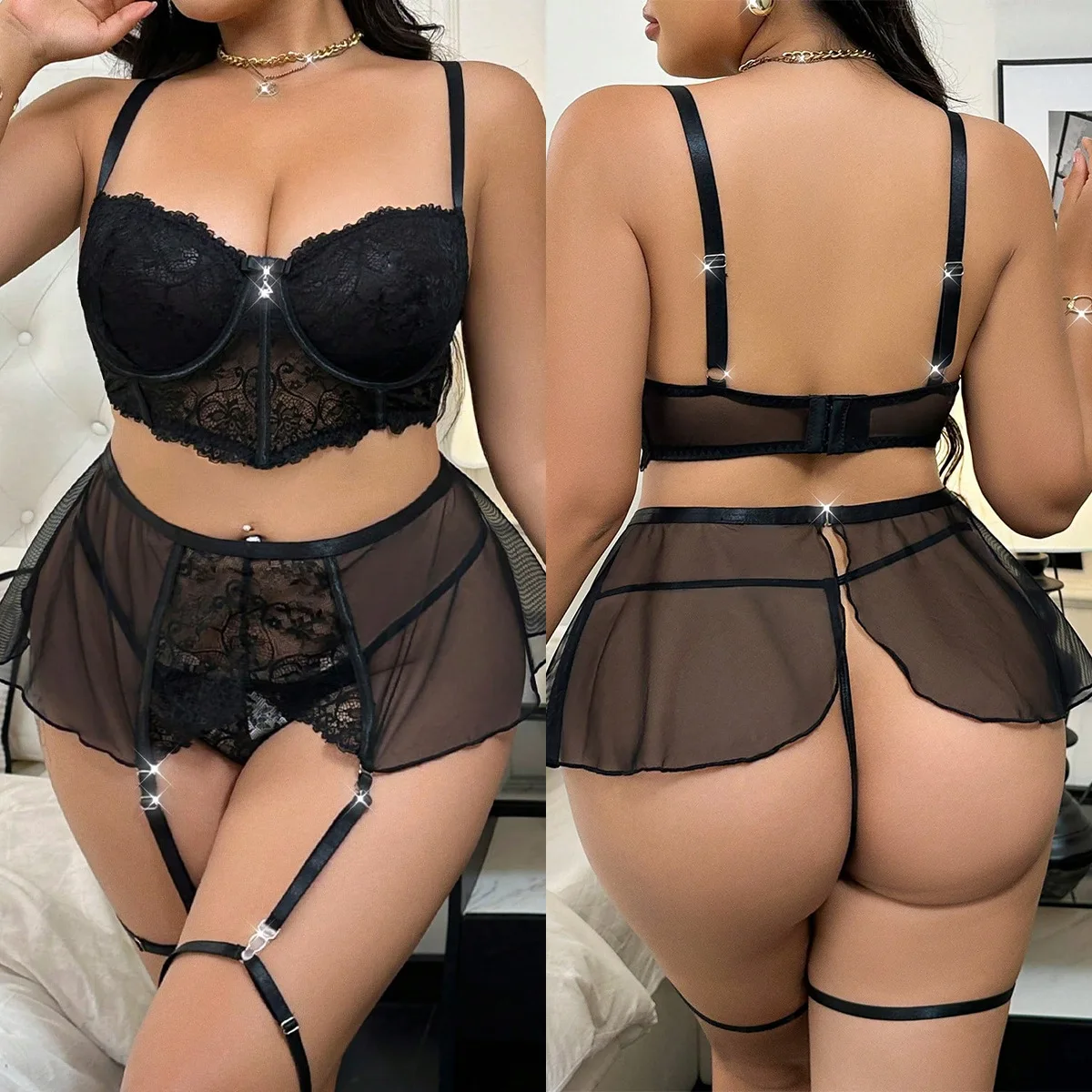 369bibi Plus Size Sexy Lace Lingerie Set - Women's Premium Erotic Bikini Separates sexy Lingerie To Catch Daring Hot Set
369bibi Plus Size Sexy Lace Lingerie Set - Women's Premium Erotic Bikini Separates sexy Lingerie To Catch Daring Hot Set