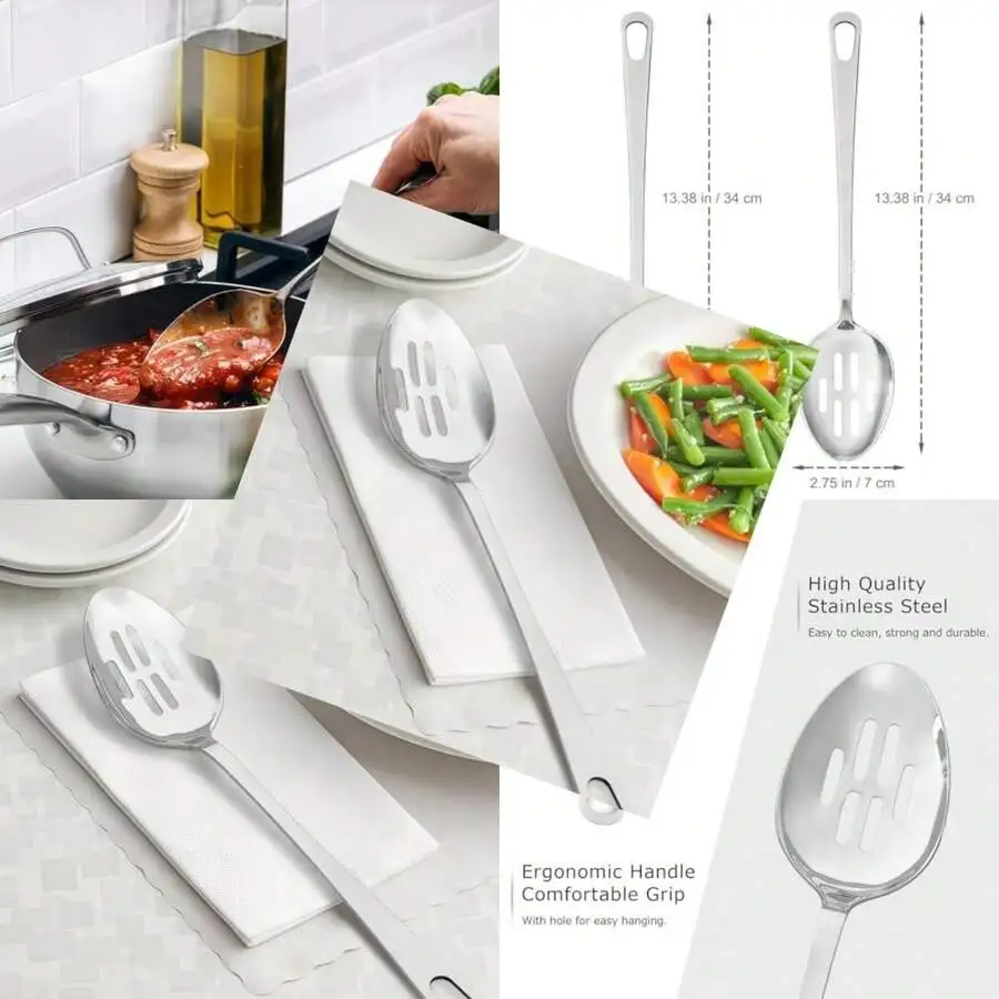 Stainless Steel Cooking Spoon Set Serving And Slotted Spoons For Soup Stirring Salad Dishwasher Safe
Stainless Steel Cooking Spoon Set Serving And Slotted Spoons For Soup Stirring Salad Dishwasher Safe