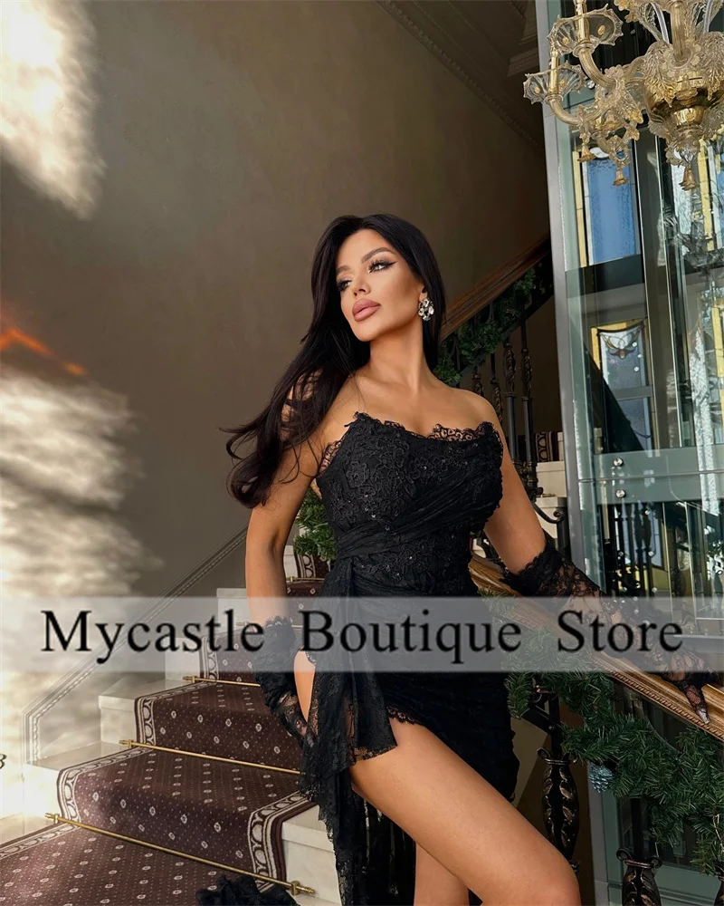 Sexy Black Lace Mermaid Long Prom Dresses 2024 With Gloves Side Slit Birthday Party Dress Homecoming Dress
Sexy Black Lace Mermaid Long Prom Dresses 2024 With Gloves Side Slit Birthday Party Dress Homecoming Dress