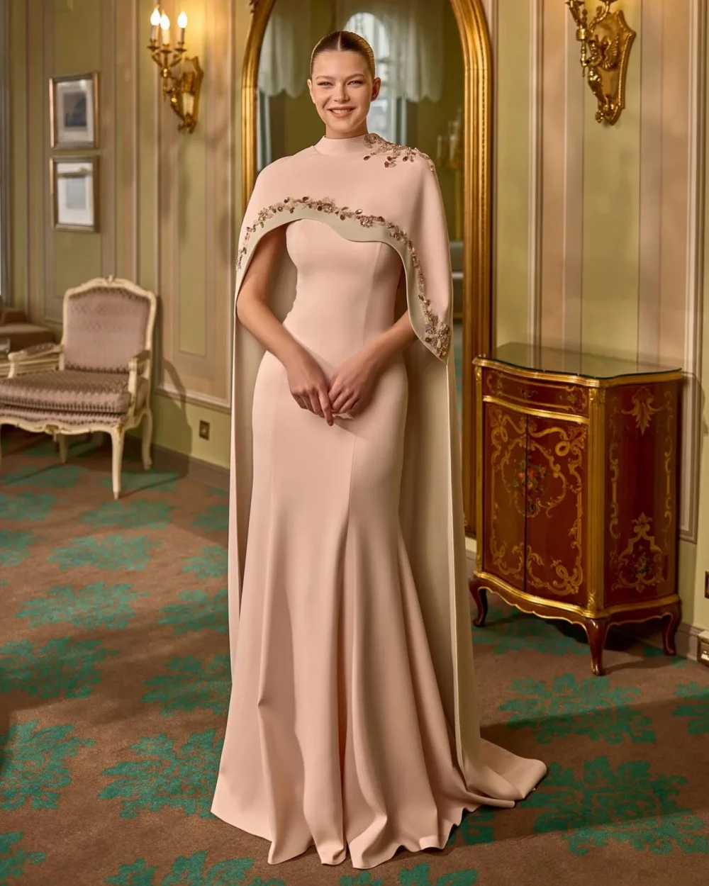 Customized Modern Style Women Jersey Handmade Flower Rhinestone Mermaid Evening Dresses Formal High Collar Sleeveless Party Gown
Customized Modern Style Women Jersey Handmade Flower Rhinestone Mermaid Evening Dresses Formal High Collar Sleeveless Party Gown