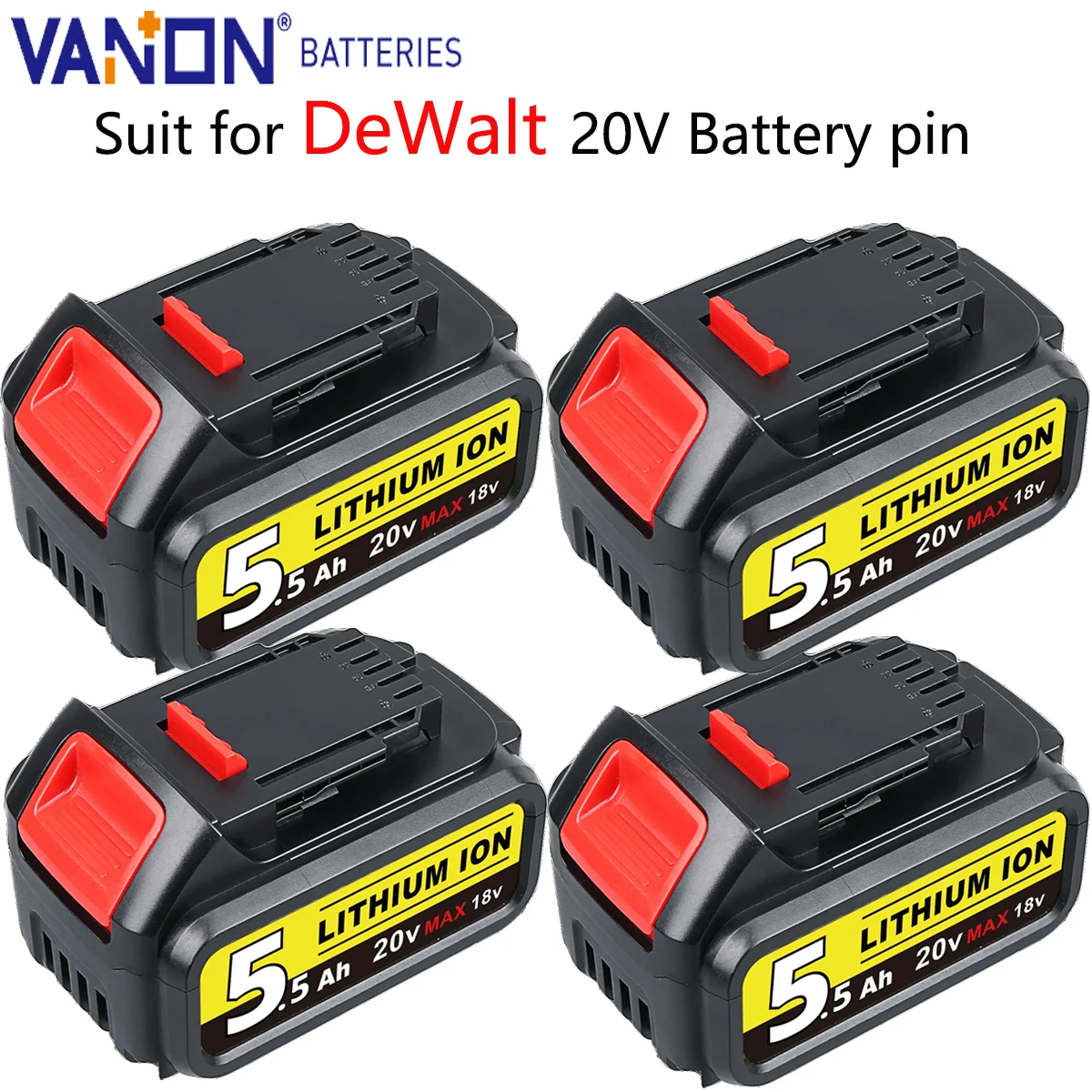 4 упаковки литиевой батареи Vanon DCB205 5,5 Ач 20 В MAX, замена для DeWalt DCB200 DCB202 DCB206 DCB180 DCB183, штифт для аккумулятора инструмента
4 упаковки литиевой батареи Vanon DCB205 5,5 Ач 20 В MAX, замена для DeWalt DCB200 DCB202 DCB206 DCB180 DCB183, штифт для аккумулятора инструмента