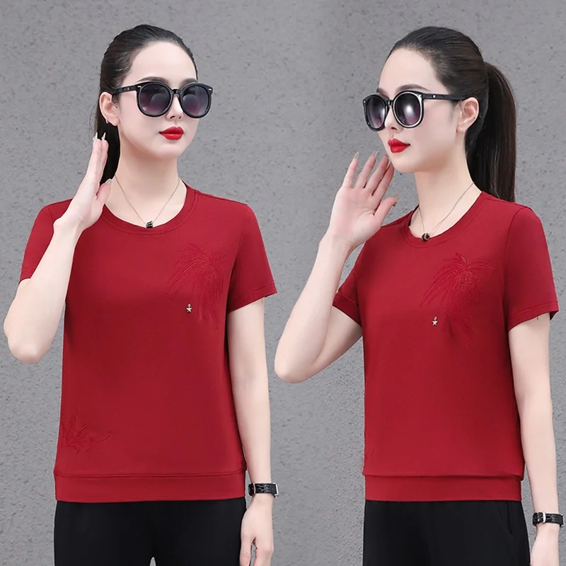 Модная цветная футболка с круглым вырезом и коротким рукавом, женская, летняя, 2025, новая модель, универсальная, молодежная, больших размеров, топ для мам
Модная цветная футболка с круглым вырезом и коротким рукавом, женская, летняя, 2025, новая модель, универсальная, молодежная, больших размеров, топ для мам