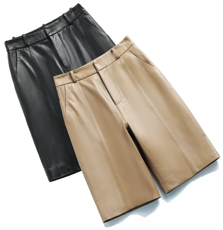 High Waist Genuine Leather Pants Women's Autumn New Sle Slimming Five-Quarter Straight Cut ort Pure eepskin Mid-Length
High Waist Genuine Leather Pants Women's Autumn New Sle Slimming Five-Quarter Straight Cut ort Pure eepskin Mid-Length