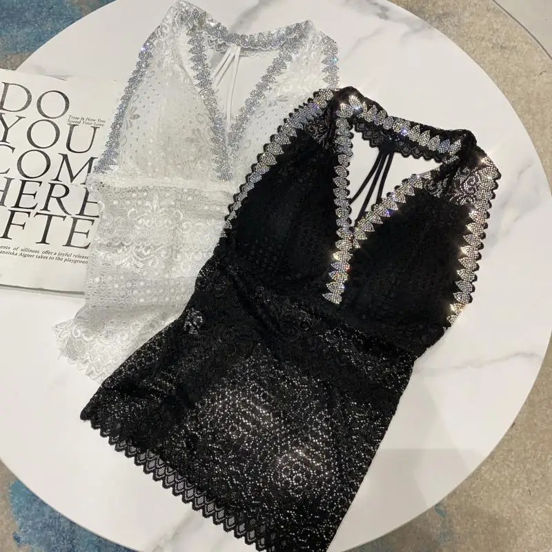 Summer 2023 New Fashion Hot Drill Lace Neck Hanger Sexy Slim Breast Cushion Vest Strap Female Tank Top
Summer 2023 New Fashion Hot Drill Lace Neck Hanger Sexy Slim Breast Cushion Vest Strap Female Tank Top