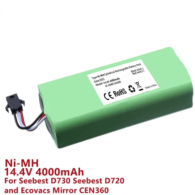 14.4V 3000mAh/4000mAH NI-MH Battery For Seebest D730 Seebest D720 Ecovacs Mirror CEN360 Robot Vacuum Cleaner Parts
14.4V 3000mAh/4000mAH NI-MH Battery For Seebest D730 Seebest D720 Ecovacs Mirror CEN360 Robot Vacuum Cleaner Parts