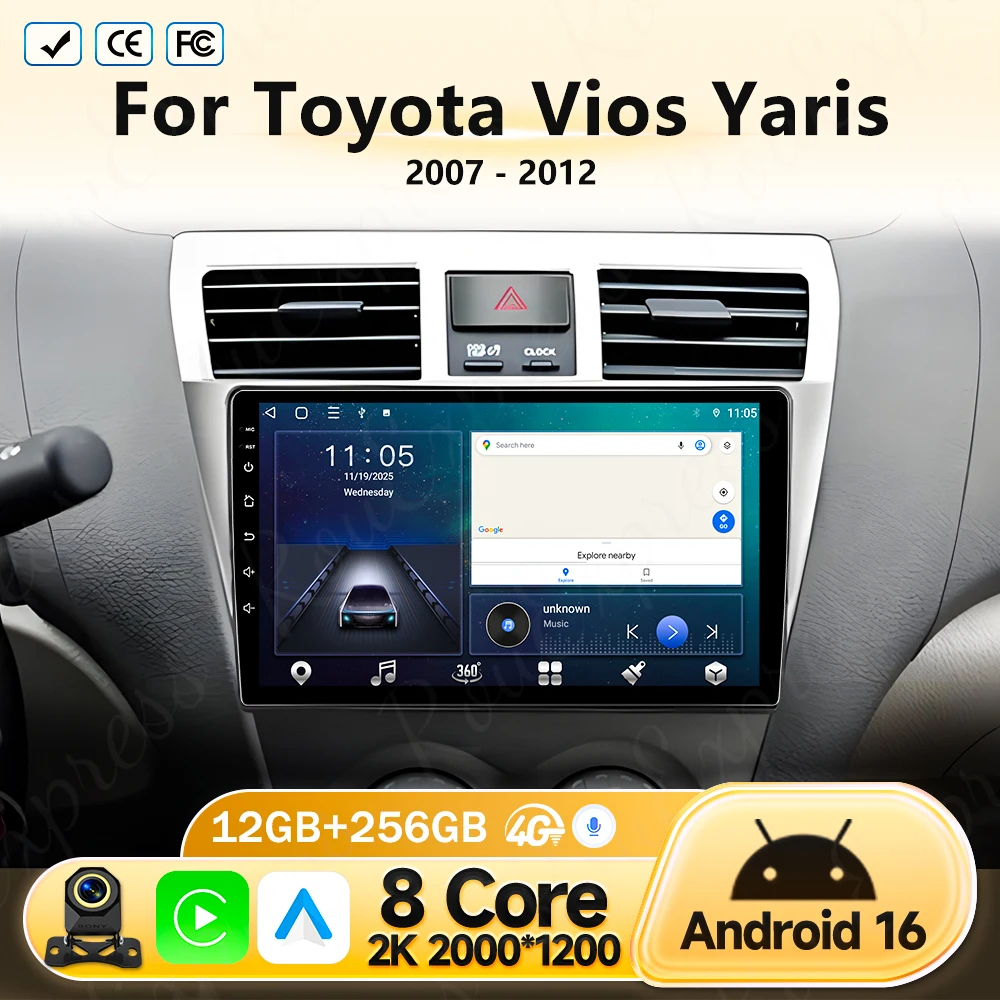 2 Din Android16 Car Stereo Radio For Toyota Vios Yaris 2007 2008-2012 Multimedia Video Player Carplay GPS Navigation With Screen
2 Din Android16 Car Stereo Radio For Toyota Vios Yaris 2007 2008-2012 Multimedia Video Player Carplay GPS Navigation With Screen