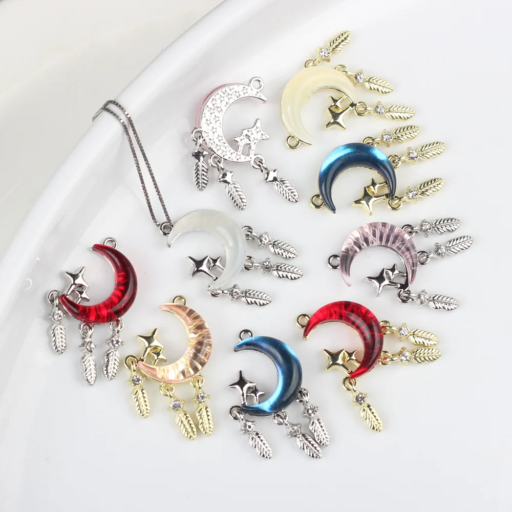 10pcs/lot Simple Zinc Alloy Metal Zircon Resin Inlaid With Left Moon Pendant DIY Bracelets Necklaces Jewelry Accessories
10pcs/lot Simple Zinc Alloy Metal Zircon Resin Inlaid With Left Moon Pendant DIY Bracelets Necklaces Jewelry Accessories