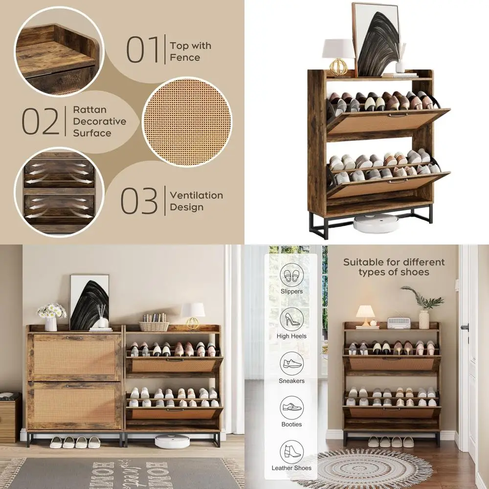 Slim Wooden Shoe Organizer, 2 Drawers, Freestanding Rack for Entryway, 31.49 Brown
Slim Wooden Shoe Organizer, 2 Drawers, Freestanding Rack for Entryway, 31.49 Brown