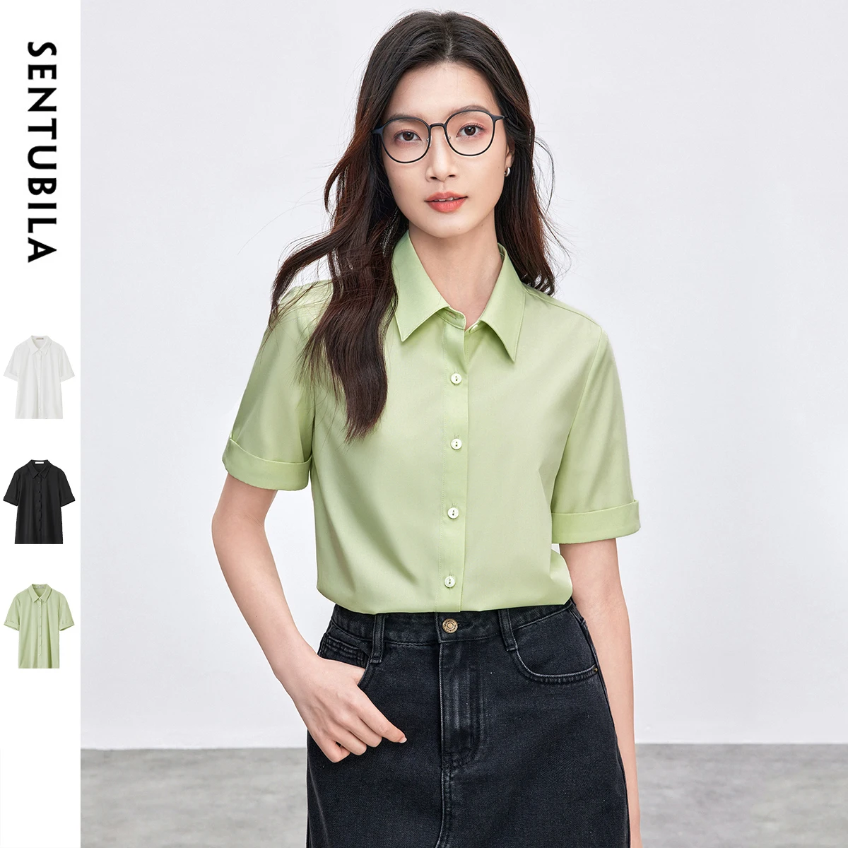 SENTUBILA Office Lady Women Shirt 2025 Summer Simple Turn Down Collar Short Sleeve Single Breasted Ladies Blouses 152C59384
SENTUBILA Office Lady Women Shirt 2025 Summer Simple Turn Down Collar Short Sleeve Single Breasted Ladies Blouses 152C59384