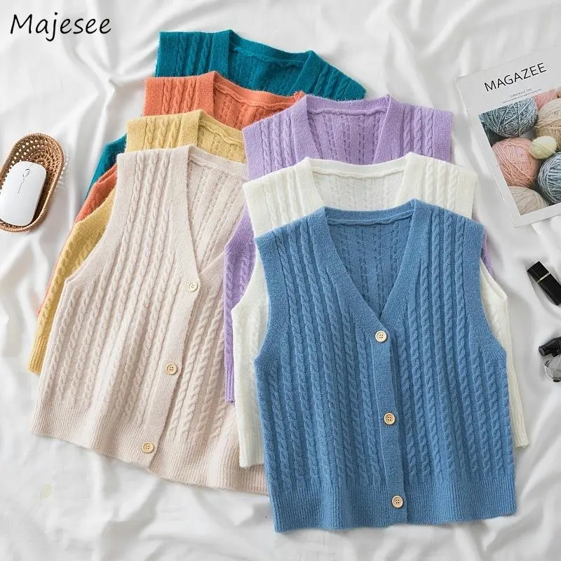 7 Colors Sweater Vests Women Vintage Solid Basic All-match Spring Sleeveless Knitwear Korean Style V-neck Button-up Loose Simple
7 Colors Sweater Vests Women Vintage Solid Basic All-match Spring Sleeveless Knitwear Korean Style V-neck Button-up Loose Simple
