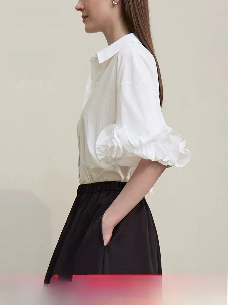 Summer New Style Commuter White Cotton Shirt Women Loose Shoulder Sleeve Pleated Flip Collar Button Cardigan Regular Length
Summer New Style Commuter White Cotton Shirt Women Loose Shoulder Sleeve Pleated Flip Collar Button Cardigan Regular Length