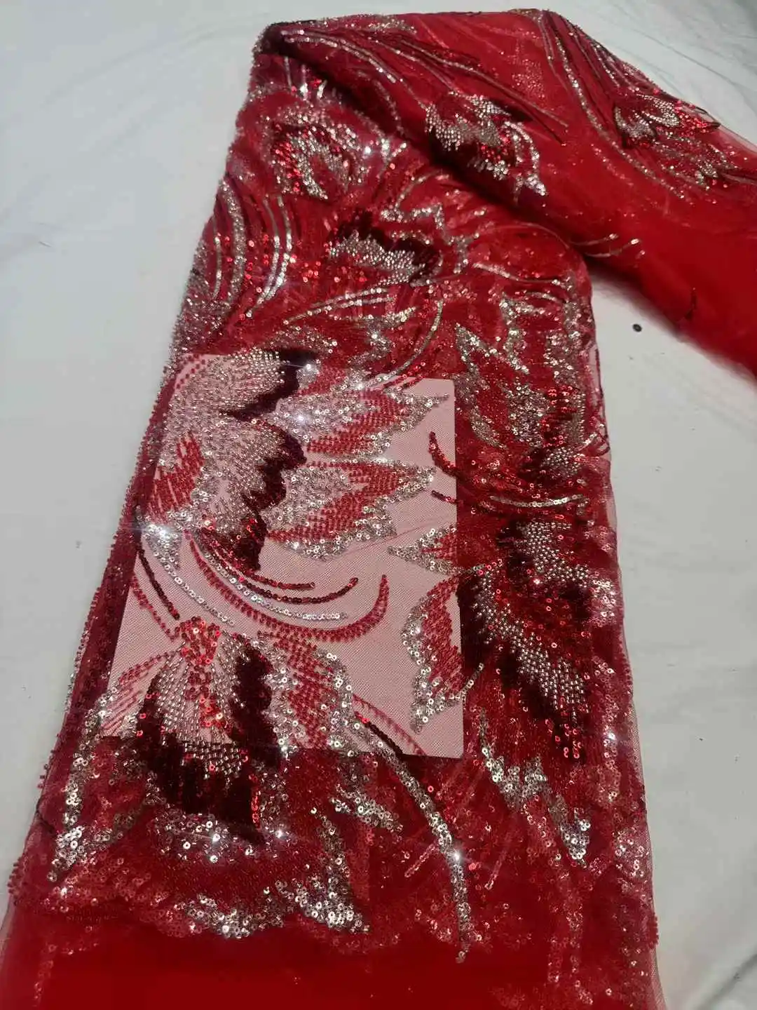 Red African Heavy Groom Lace Fabric 2025 High Quality French Sequins Lace Fabric Nigerian Lace Fabric For Wedding Party Dress
Red African Heavy Groom Lace Fabric 2025 High Quality French Sequins Lace Fabric Nigerian Lace Fabric For Wedding Party Dress