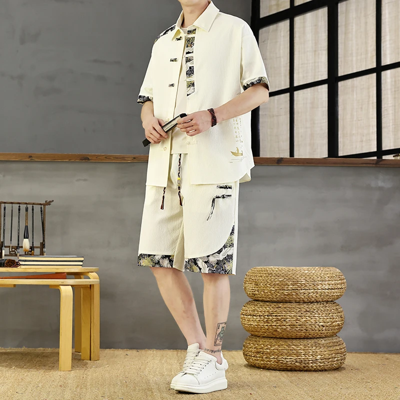 Men's Casual Matching Set Floral Embroidery Button Down Shirt + Wide Leg Pants Chinese Style Crane Embroidered Outfit
Men's Casual Matching Set Floral Embroidery Button Down Shirt + Wide Leg Pants Chinese Style Crane Embroidered Outfit