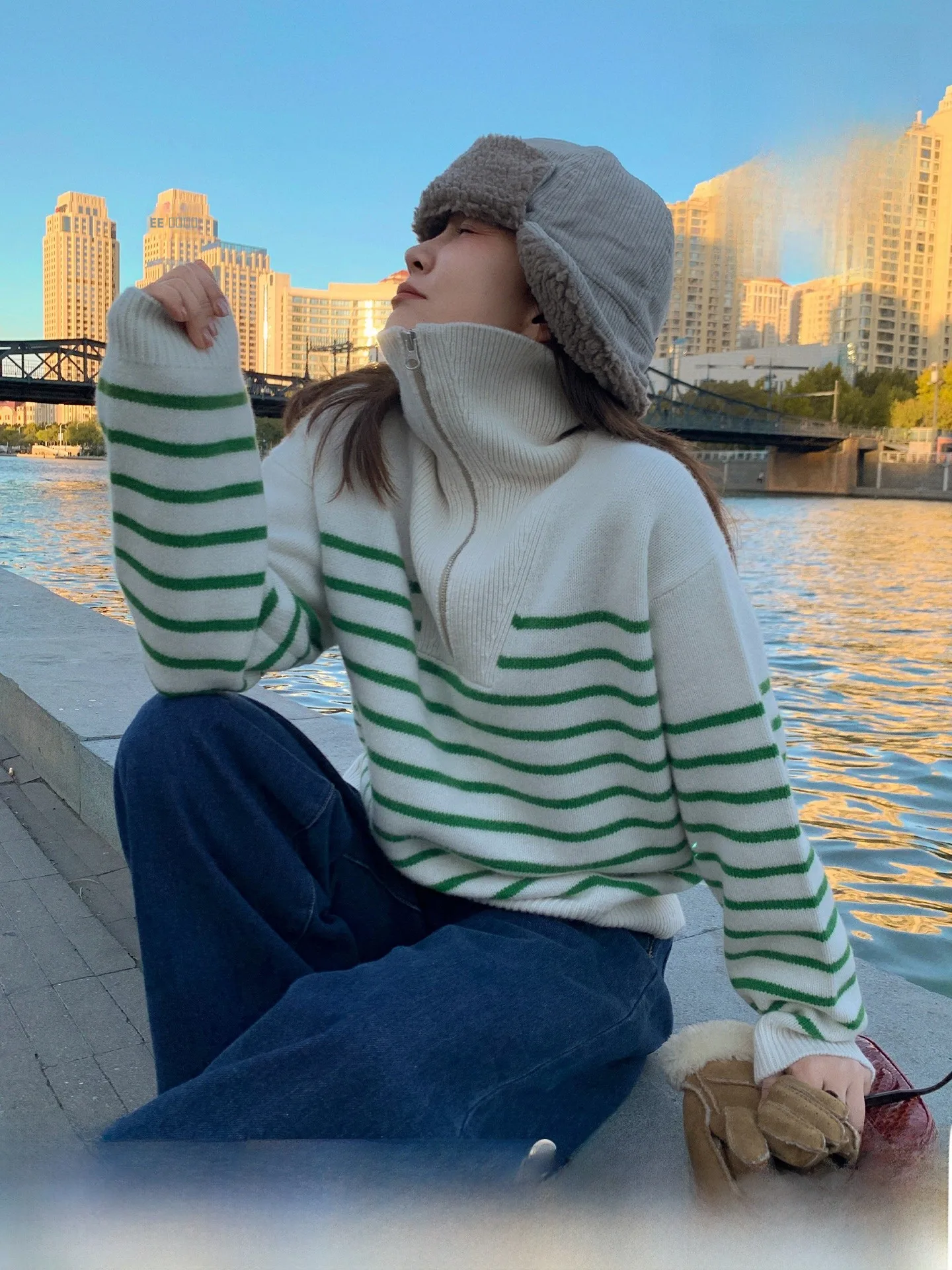 Liberlin Sisy Bla Label Collared Sweater f Zip Striped Knitwear Women's Autumn Winter New Sle Warm Long Sve Top
Liberlin Sisy Bla Label Collared Sweater f Zip Striped Knitwear Women's Autumn Winter New Sle Warm Long Sve Top