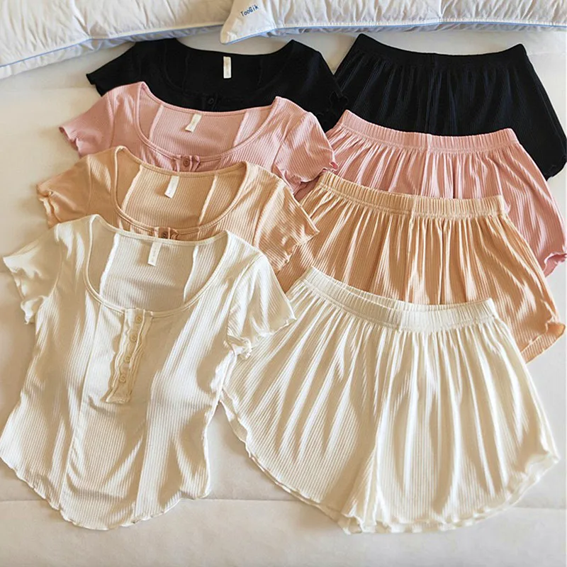Women's Pajamas Set Modal Short Sleeve Shorts Suit Home Wear Clothes Girls Nightwear Casual Sleepwear Pyjama Femme Sleep
Women's Pajamas Set Modal Short Sleeve Shorts Suit Home Wear Clothes Girls Nightwear Casual Sleepwear Pyjama Femme Sleep