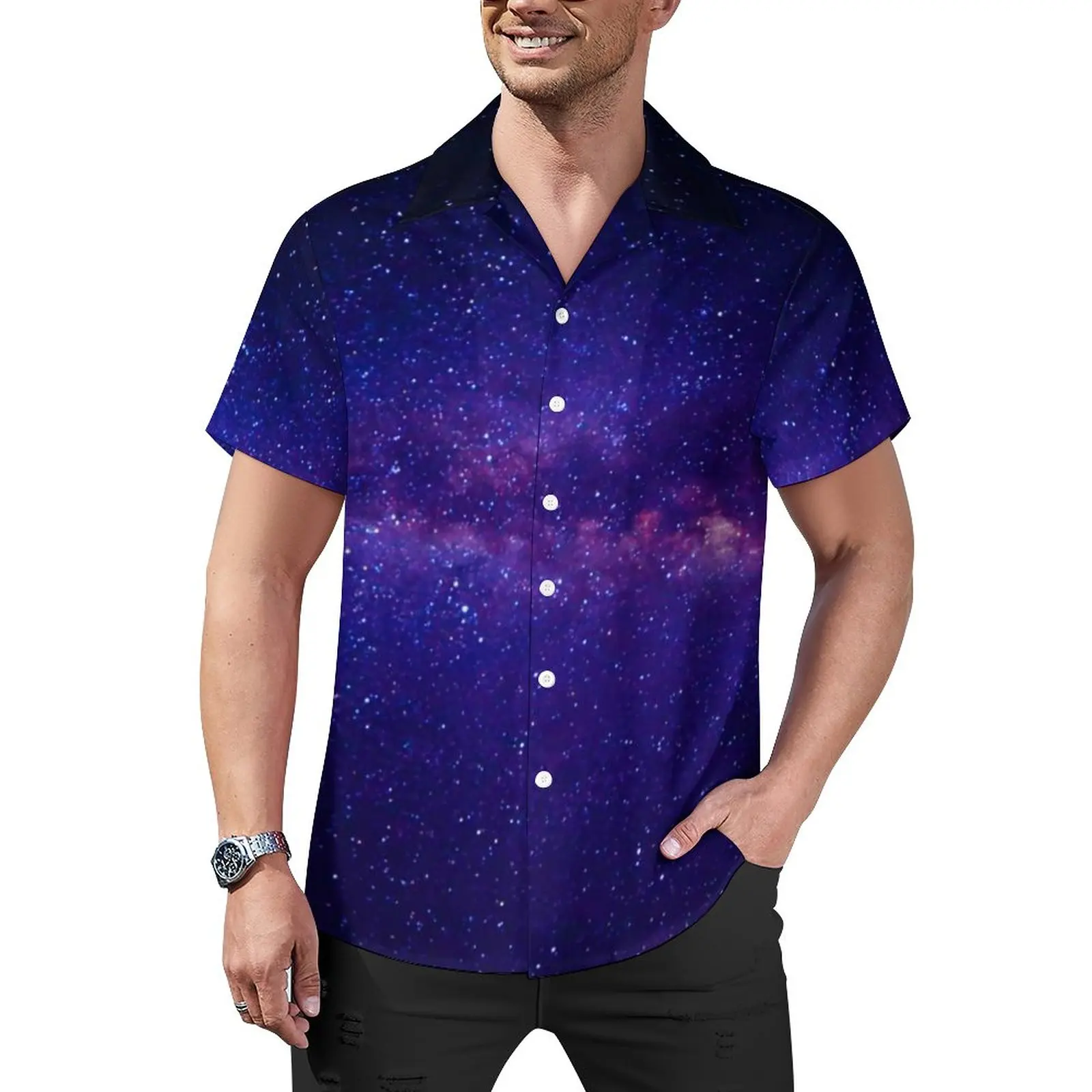 Purple Sky Print Loose Shirt Men Beach Starry Night Galaxy Casual Shirts Hawaiian Short Sleeve Streetwear Oversize Blouses
Purple Sky Print Loose Shirt Men Beach Starry Night Galaxy Casual Shirts Hawaiian Short Sleeve Streetwear Oversize Blouses