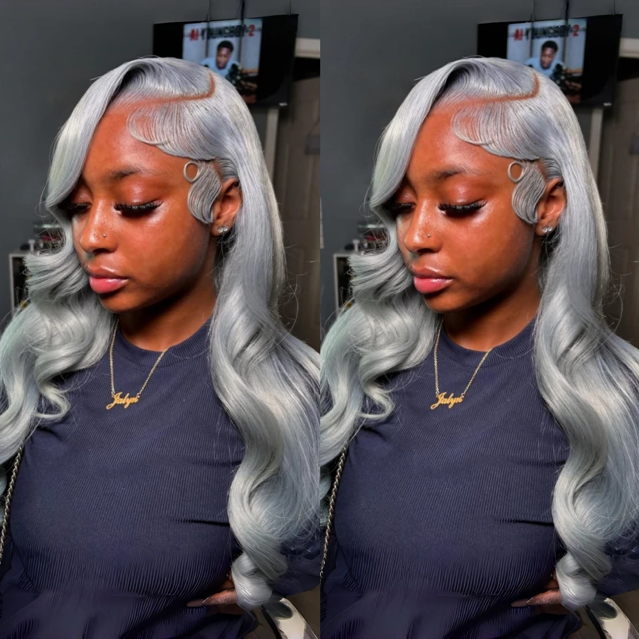 Gray Colored 13x6 Transparent Lace Frontal Wig Pre Plucked With Baby Hair Remy Brazilian Long Body Wave Silver Grey Lace Front Human Hair Wigs
Gray Colored 13x6 Transparent Lace Frontal Wig Pre Plucked With Baby Hair Remy Brazilian Long Body Wave Silver Grey Lace Front Human Hair Wigs