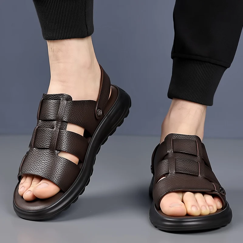 Fashionable Summer New Comfortable Anti Slip Outdoor Roman Sandal High Quality Men Top Layer Cowhide Business Casual Beach Shoes
Fashionable Summer New Comfortable Anti Slip Outdoor Roman Sandal High Quality Men Top Layer Cowhide Business Casual Beach Shoes