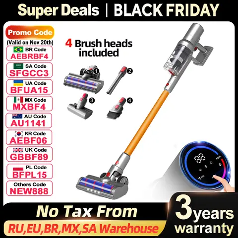 (code promo:NEW888)Aspirateur à Main sans Fil ABIR VC205, 27000PA, Capteur de Poussière Intelligent, Écran Tactile LED, Contrôle Automatique de la Vitesse, Tueur d'Acariens Portable Sans Fil