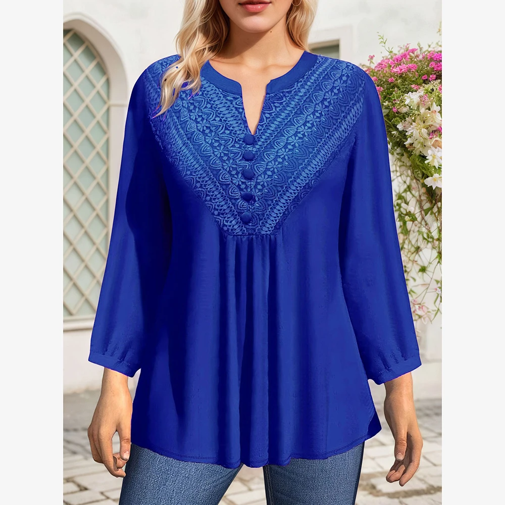 Women’s Plus Size Elegant Blouse Lace Solid V-Neck Long Sleeves Loose Spring Shirts Casual Chiffon Ruched Female Vintage Blouses
Women’s Plus Size Elegant Blouse Lace Solid V-Neck Long Sleeves Loose Spring Shirts Casual Chiffon Ruched Female Vintage Blouses