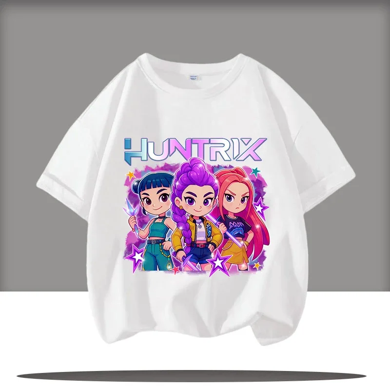 Summmer Trendy Cartoon Saja Kpop Demon Hunters Print Boys Girls Short Sleeve T-shirt Tops Tees Loose Casual Children's Clothing
Summmer Trendy Cartoon Saja Kpop Demon Hunters Print Boys Girls Short Sleeve T-shirt Tops Tees Loose Casual Children's Clothing