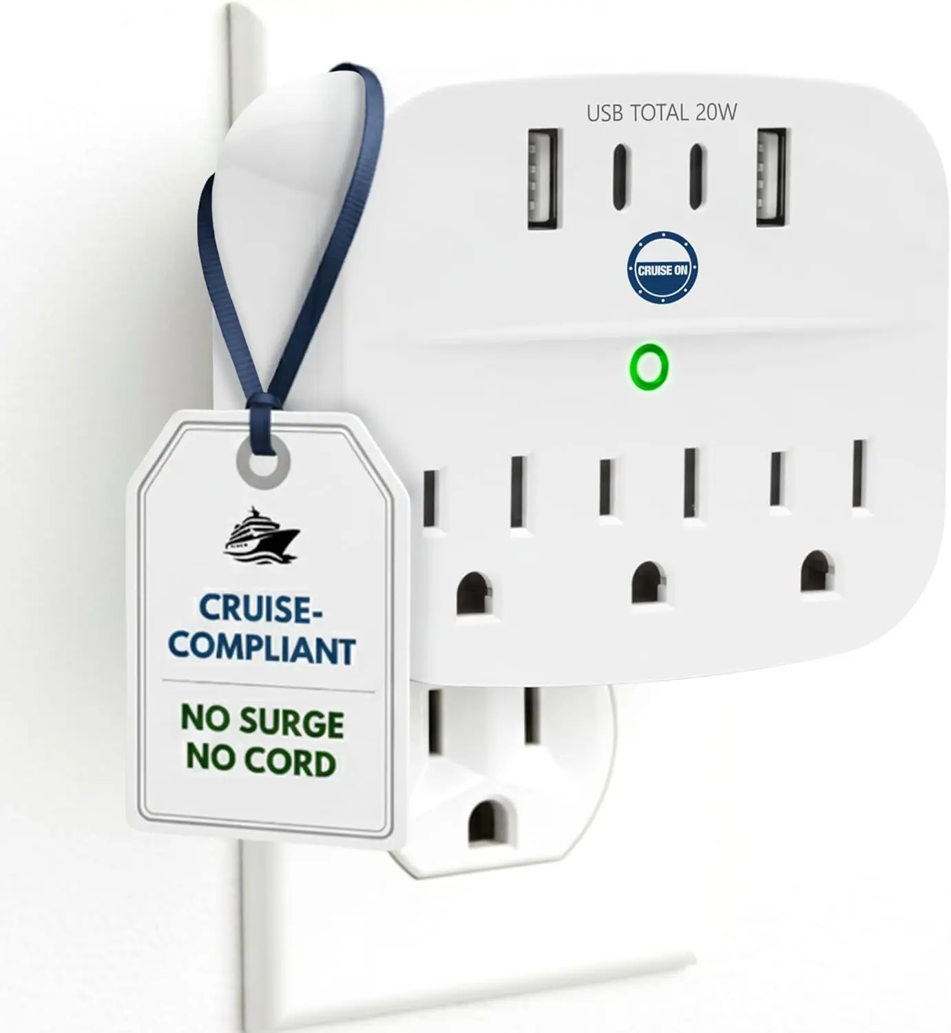 Cruise Approved Power Strip with 2 USB-C, 2 USB, 3 AC Outlets - Essential for Major Cruise Lines
Cruise Approved Power Strip with 2 USB-C, 2 USB, 3 AC Outlets - Essential for Major Cruise Lines