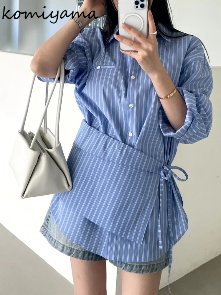 Strip Blusas Mujer 20252 Spring New Shirts & Blouses Long Sleeve Women Clothing Korean Camisas Ropa with Lace-up Skirt
Strip Blusas Mujer 20252 Spring New Shirts & Blouses Long Sleeve Women Clothing Korean Camisas Ropa with Lace-up Skirt