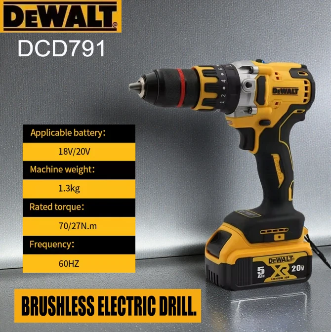 DCD791 brushless driver cordless drill rechargeable multifunctional portable power tool and Dewalt 20V rechargeable battery
DCD791 brushless driver cordless drill rechargeable multifunctional portable power tool and Dewalt 20V rechargeable battery