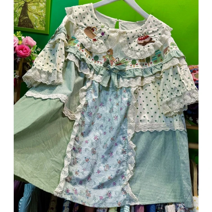 Women Cotton Sweet Kawaii Cute Lolita Plaid Polka Dots Patchwork Shirt 2026 Mori Girl Vintage Cottagecore Harajuku Summer Blouse
Women Cotton Sweet Kawaii Cute Lolita Plaid Polka Dots Patchwork Shirt 2026 Mori Girl Vintage Cottagecore Harajuku Summer Blouse