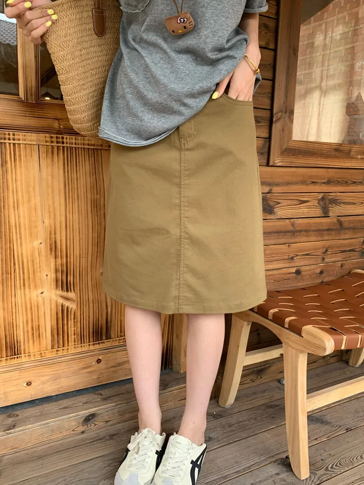 High Waist Vintage Solid Split Knee Length Skirts for Woman Korean Fashion Harajuk Casual Straight Midi Skirt Jupe Femme
High Waist Vintage Solid Split Knee Length Skirts for Woman Korean Fashion Harajuk Casual Straight Midi Skirt Jupe Femme