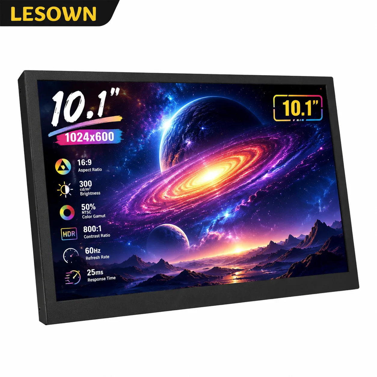 LESOWN Small Gaming Monitor Easy Setup 10.1 Inch HDTV Display for PS5 Switch Accessory