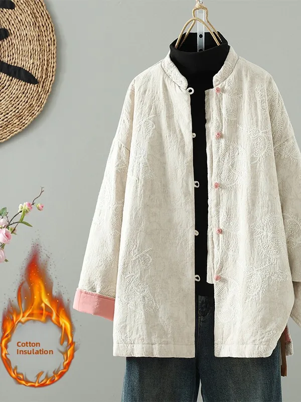 Thiened Heavy Embroidery Cotton Jaet Women's Winter New Sle Retro Button Warm Coat Long Sve Stand Collar Hooded
Thiened Heavy Embroidery Cotton Jaet Women's Winter New Sle Retro Button Warm Coat Long Sve Stand Collar Hooded