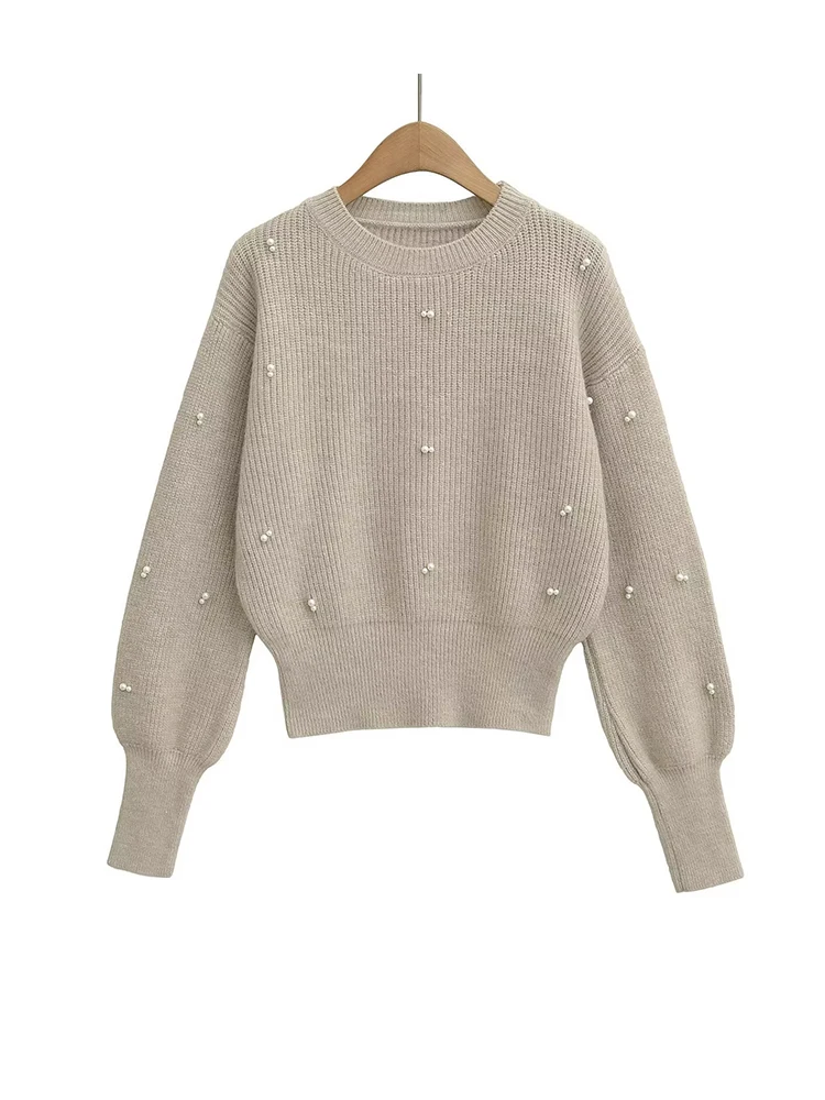 Women Beading O-neck Jumper Khaki Long Sleeve Pullovers Fashion Outwear Sweaters
Women Beading O-neck Jumper Khaki Long Sleeve Pullovers Fashion Outwear Sweaters