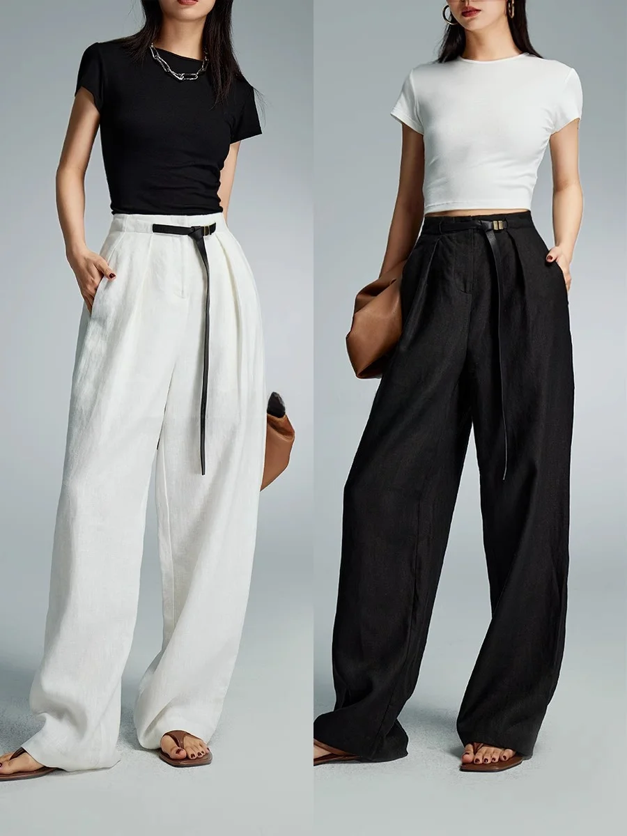 2025 Autumn New Sle Women's Casual Pure Linen Pants Draped Thin Comfortable Real Leather Belt Straight Leg Trousers
2025 Autumn New Sle Women's Casual Pure Linen Pants Draped Thin Comfortable Real Leather Belt Straight Leg Trousers