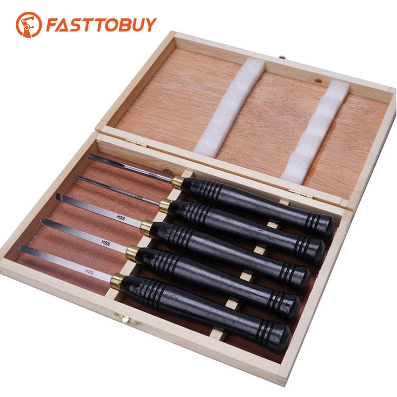 5pcs/set HSS Lathe Chisel Set Woodworking Turning Tool set with Wooden Case For Storage Hand-held Wooden Turning Tool
5pcs/set HSS Lathe Chisel Set Woodworking Turning Tool set with Wooden Case For Storage Hand-held Wooden Turning Tool