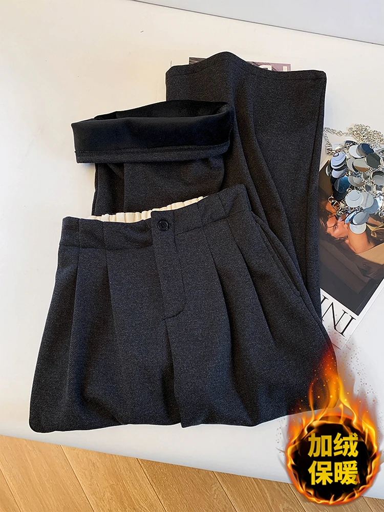 Thick flannel wide leg suit pants women in winter high waist and drooping feeling lazy style fashion versatile pants
Thick flannel wide leg suit pants women in winter high waist and drooping feeling lazy style fashion versatile pants
