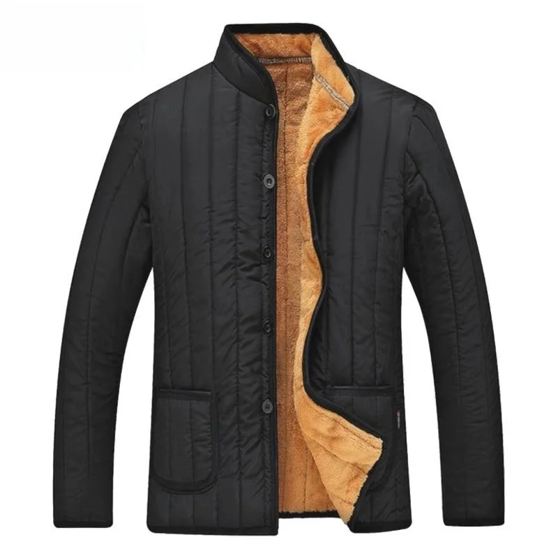 Thickened Fleece Winter Cotton Jacket for Middle-Aged And Elderly Men Black Dad Style Business Casual Coat with Multiple Pockets
Thickened Fleece Winter Cotton Jacket for Middle-Aged And Elderly Men Black Dad Style Business Casual Coat with Multiple Pockets