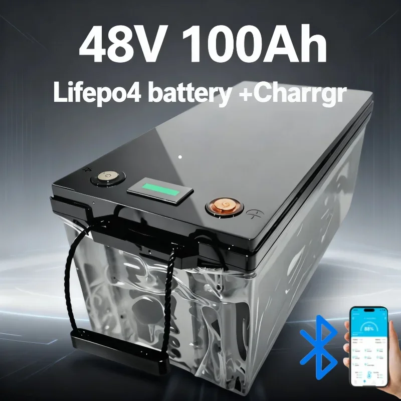 48V 100Ah LiFePO4 Iron Phosphate Battery Pack + 10A Smart Charger - Rechargeable Deep Cycle Battery for Solar Panel Inverter, R
48V 100Ah LiFePO4 Iron Phosphate Battery Pack + 10A Smart Charger - Rechargeable Deep Cycle Battery for Solar Panel Inverter, R