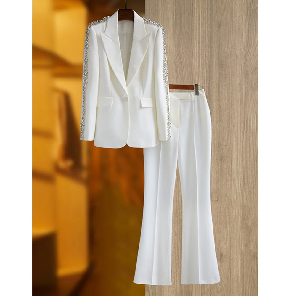 Spring Autumn Newest 2023 Runway Designer Office Lady 2 Pieces Suit Set Women Career Style Single Button Blazer Flare Pant Suit
Spring Autumn Newest 2023 Runway Designer Office Lady 2 Pieces Suit Set Women Career Style Single Button Blazer Flare Pant Suit