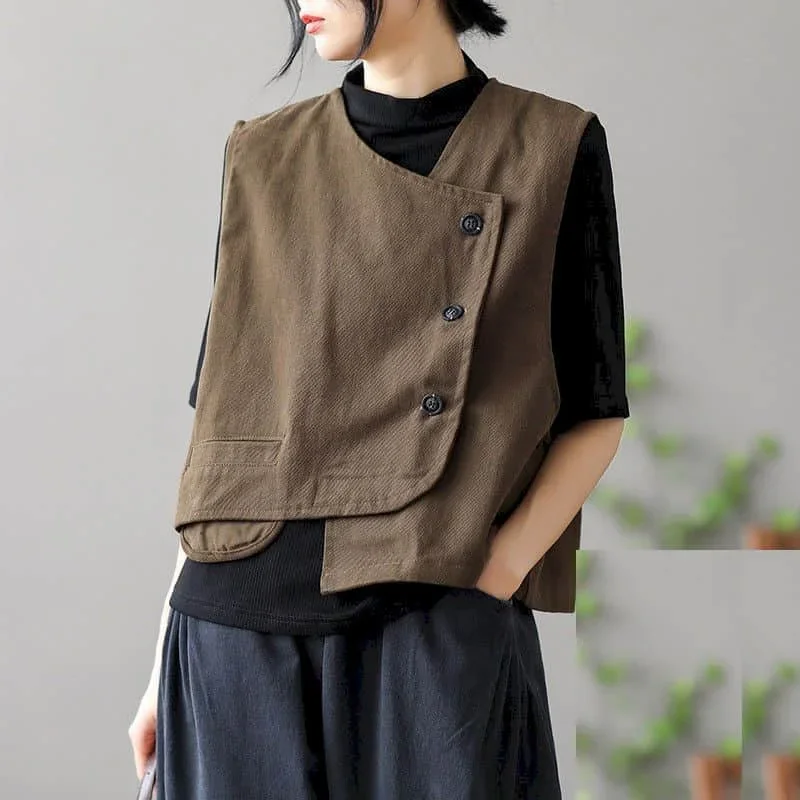 Sleeveless Vest for Women Tops Cotton Irregular Korean Style Solid Single Breasted Casual Tanks Loose Waistcoat Women Clothing
Sleeveless Vest for Women Tops Cotton Irregular Korean Style Solid Single Breasted Casual Tanks Loose Waistcoat Women Clothing