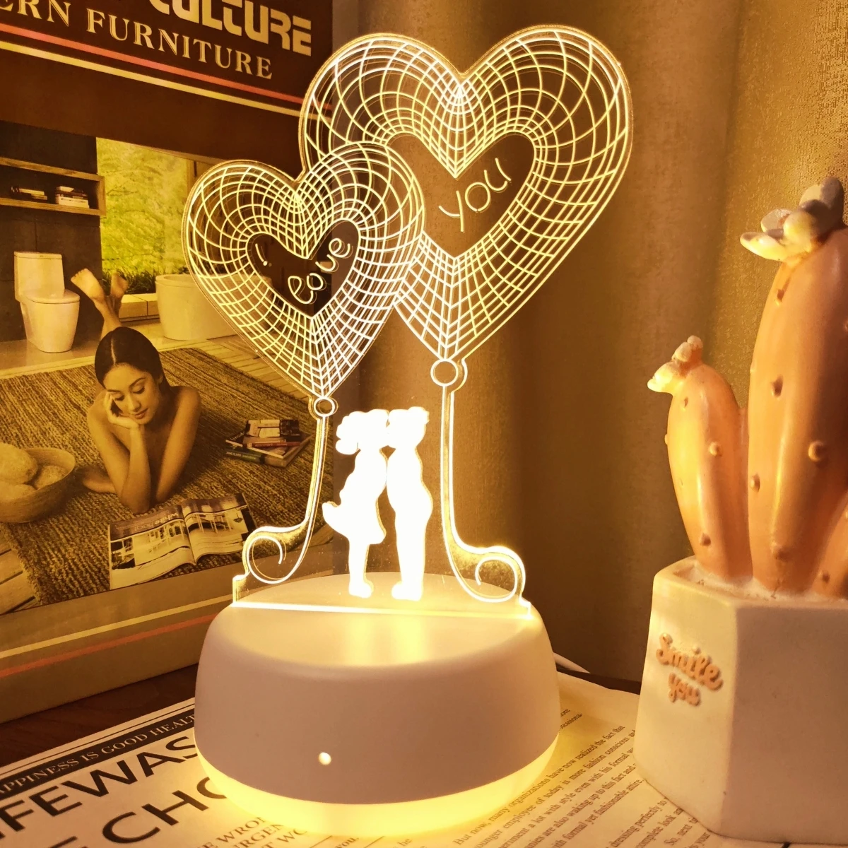 monochrome warm light heart-shaped design LED night light 3D stereoscopic night light bedroom room decoration atmosphere light
monochrome warm light heart-shaped design LED night light 3D stereoscopic night light bedroom room decoration atmosphere light