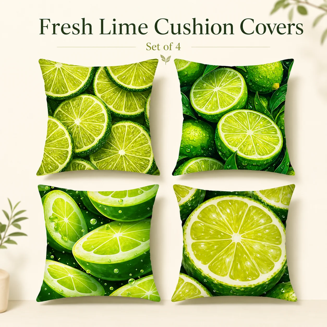 4 Pcs Refreshing Lime Pillowcases 2D Flat Printed Peach Skin Green Fruit Cushion Cover Cozy Room Sofa Point Interior Decor Set
4 Pcs Refreshing Lime Pillowcases 2D Flat Printed Peach Skin Green Fruit Cushion Cover Cozy Room Sofa Point Interior Decor Set