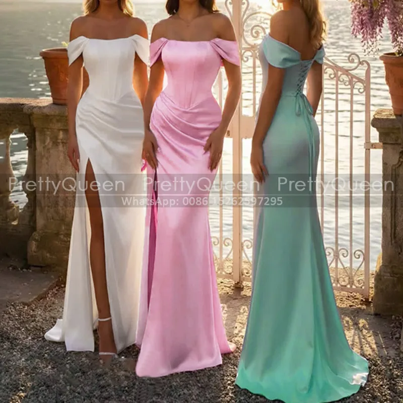 Customized Long Bridesmaid Dresses Off Shoulder Mermaid Short Sleeves Sheath Wedding Party Dress For Women
Customized Long Bridesmaid Dresses Off Shoulder Mermaid Short Sleeves Sheath Wedding Party Dress For Women