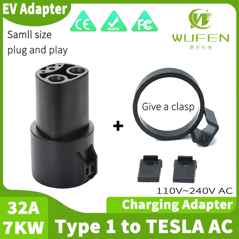 WUFEN Electric Vehicle Adapter Type 1 to TESLA Convertor J1772 to Tesla Adapter 32A EV Charger Connector for 2024 Model y s x 3
WUFEN Electric Vehicle Adapter Type 1 to TESLA Convertor J1772 to Tesla Adapter 32A EV Charger Connector for 2024 Model y s x 3