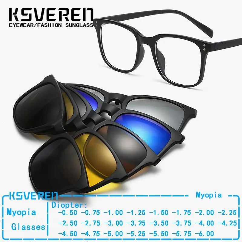 6 In 1 Polarized Myopia Sunglasses Men Women Magnetic Clip On Glasses TR90 Optical Prescription Eyeglass Frame -0.5 to-6.0
6 In 1 Polarized Myopia Sunglasses Men Women Magnetic Clip On Glasses TR90 Optical Prescription Eyeglass Frame -0.5 to-6.0