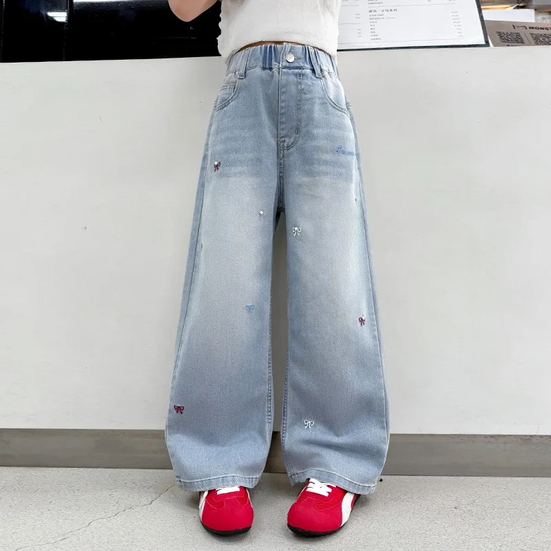 Girls' Jeans Summer Children's Casual Wide Leg Pants Fashionable Embroidered Bow Anti Mosquito Thin Jeans Girls Pants
Girls' Jeans Summer Children's Casual Wide Leg Pants Fashionable Embroidered Bow Anti Mosquito Thin Jeans Girls Pants