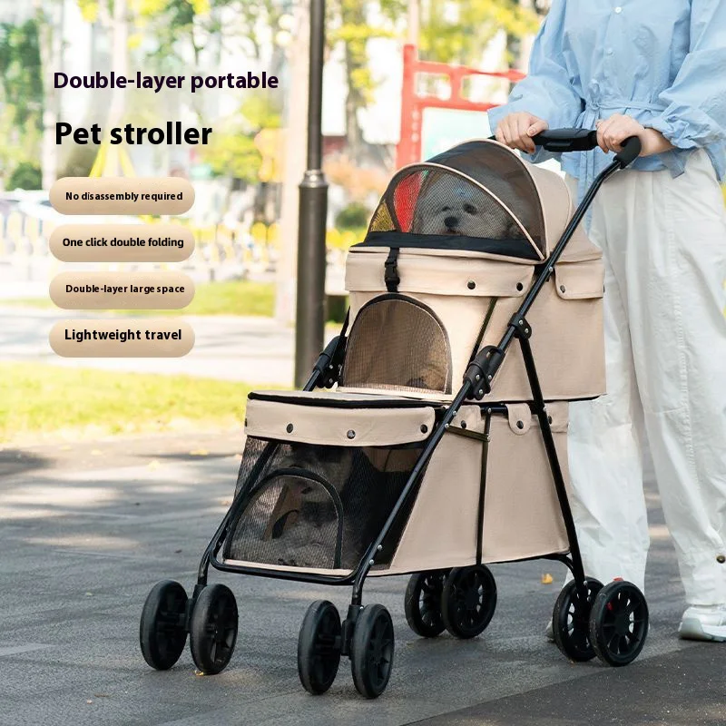 Double Layer Dog Stroller Portable Foldable Lightweight Pet Cart with Multiple Air Vents Dual Brake Wheels for Outdoor Travel
Double Layer Dog Stroller Portable Foldable Lightweight Pet Cart with Multiple Air Vents Dual Brake Wheels for Outdoor Travel